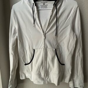 Jones New York Cream Hoodie with Black Accents